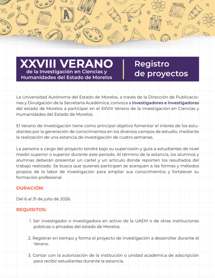 XXVIII Verano de Investigación en Ciencias y Humanidades del Estado de Morelos