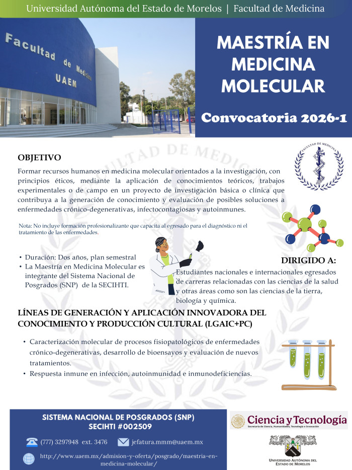 Convocatoria 2026-1 de la Maestría en Medicina Molecular