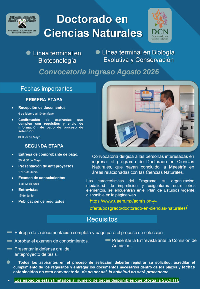 Doctorado en Ciencias Naturales - Convocatoria Ingreso Agosto 2026