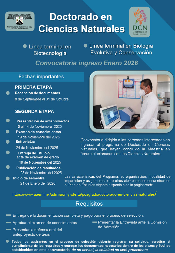 Doctorado en Ciencias Naturales - Convocatoria Ingreso Enero 2026