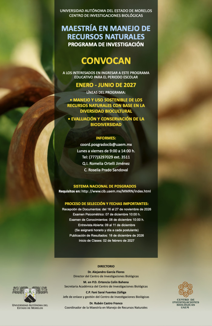 Maestría en Manejo de Recursos Naturales enero - junio 2027