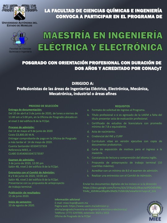 Maestria En Ingenieria Electrica Y Electronica 2020 Universidad