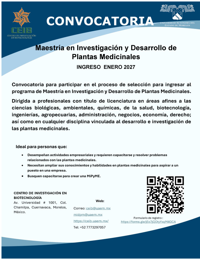 Maestría en Investigación y Desarrollo de Plantas Medicinales - Ingreso Enero 2026