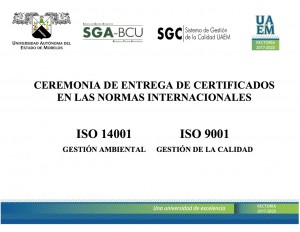 Ceremonia de entrega de certificados en las normas internacionales | ISO 14001 (gestión ambiental) ISO 9001 (gestión de la calidad)