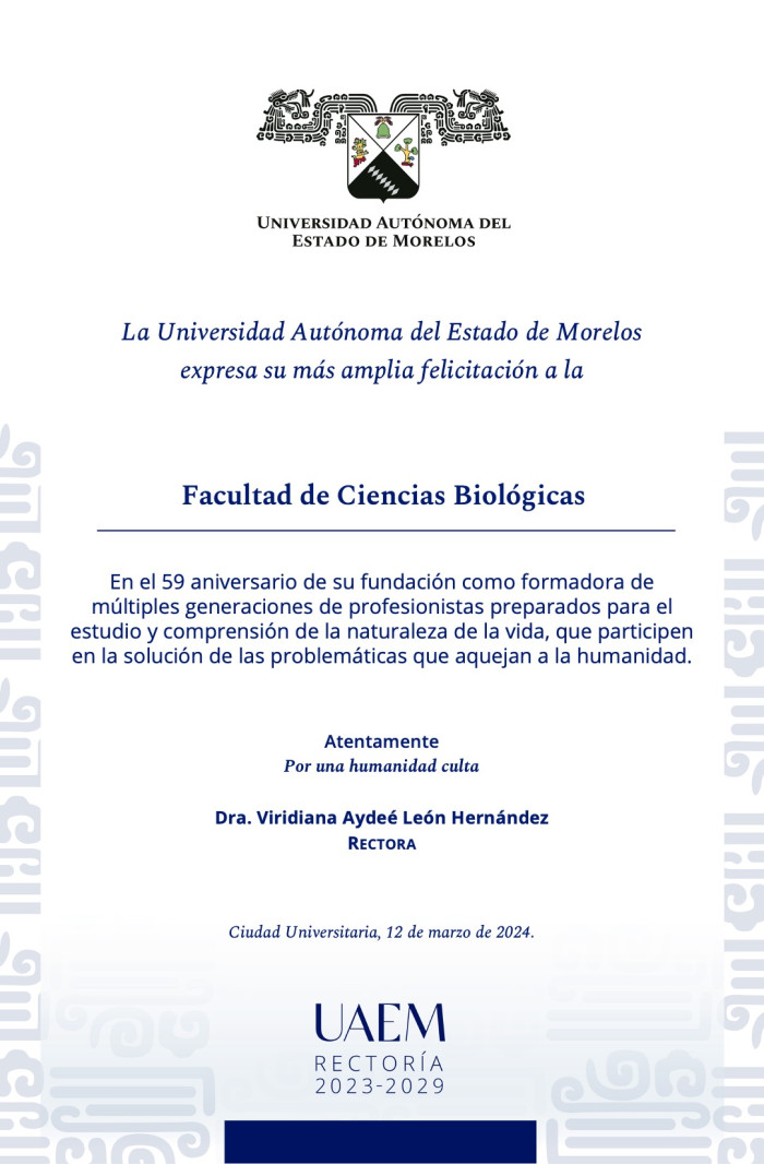 Felicitación Rectoría | Facultad de Ciencias Biológicas