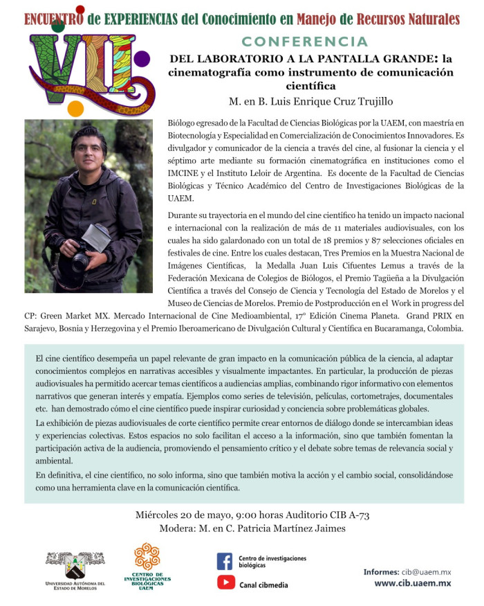 Conferencia "Del laboratorio a la pantalla grande": la cinematografía como instrumento de comunicación científica