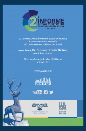Rendirá Rector de la UAEM su segundo informe de actividades en modo virtual