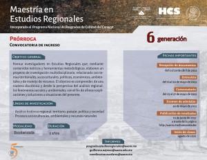 Prórroga Maestría en Estudios Regionales 6ª Generación