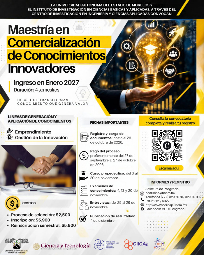 Maestría en Comercialización de Conocimientos Innovadores | Convocatoria 2026