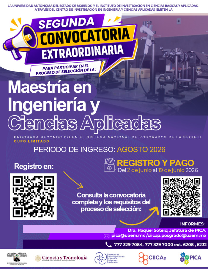 Segunda Convocatoria Extraordinaria: Maestría en Ingeniería y Ciencias Aplicadas