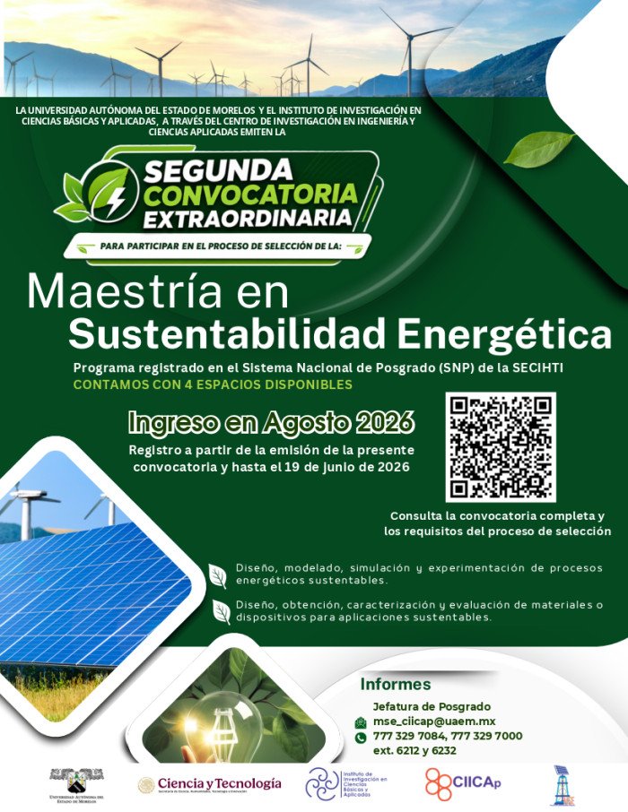 2da Convocatoria Extraordinaria: Maestría en Sustentabilidad Energética
