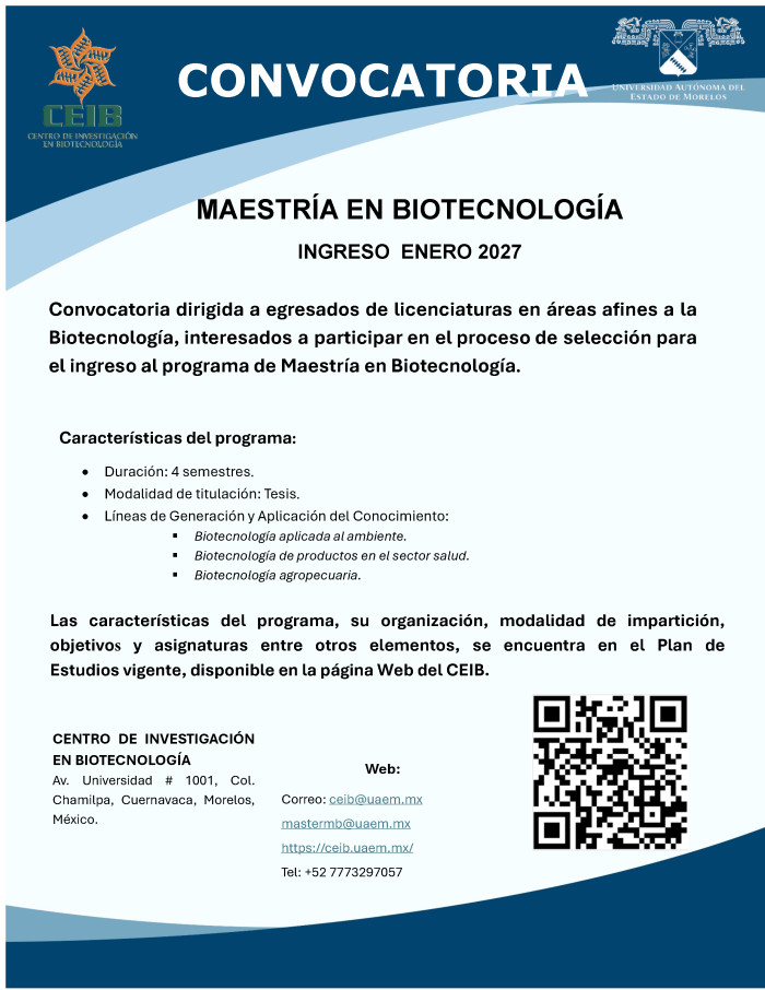 Maestría en Biotecnología - Ingreso Enero 2027