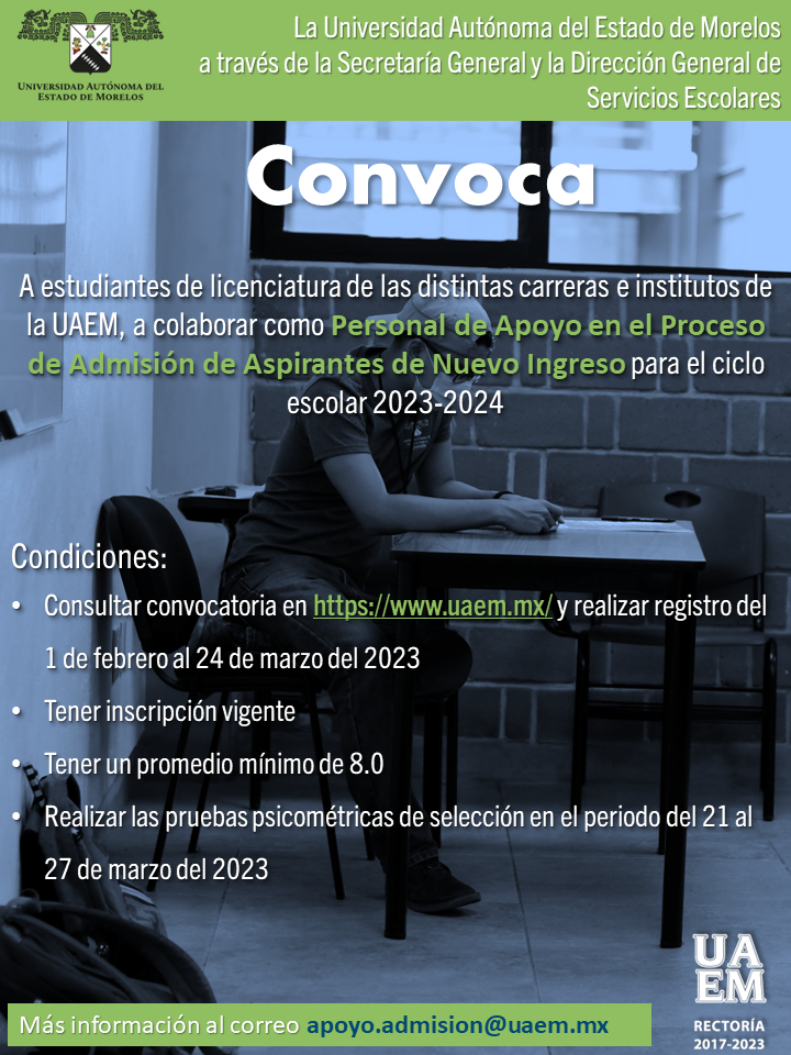 Convocatoria "Personal de Apoyo en el Proceso de Admisión de Aspirantes