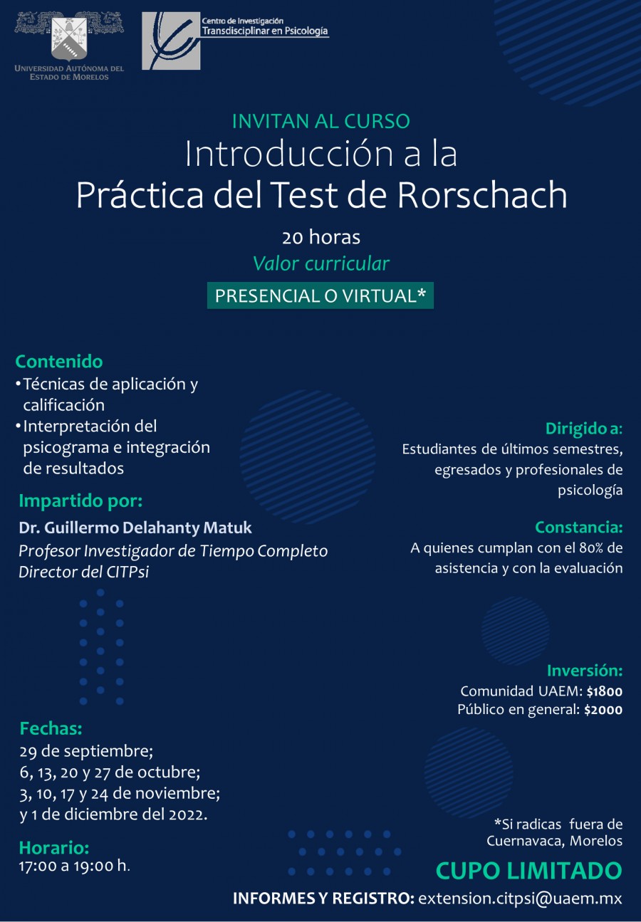 Introducción a la Práctica del Test de Rorschach - Universidad Autónoma del  Estado de Morelos