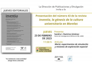 Presentación del número 43 de la revista "Inventio, la génesis de la cultura universitaria en Morelos"