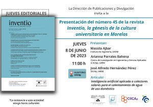 Presentación del número 45 de la revista Inventio, la génesis de la cultura universitaria en Morelos