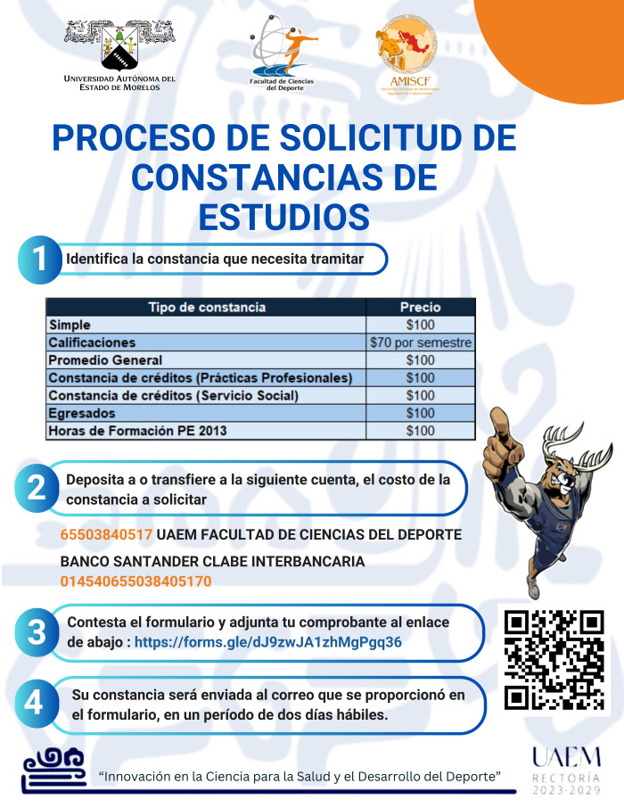 Proceso de Solicitud de Constancias de Estudio exclusivo de la Facultad de Ciencias del Deporte - UAEM