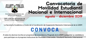 Convocatoria de Movilidad Estudiantil Nacional e Internacional Agosto - Diciembre 2019