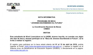 Programa de Beca "Jóvenes Escribiendo el Futuro"