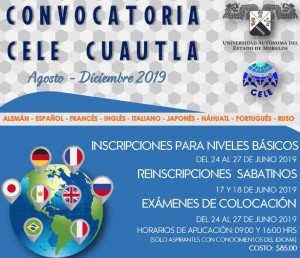 Convocatoria CELE Cuautla Agosto-Diciembre 2019