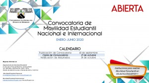 Convocatoria de Movilidad Estudiantil Nacional e Internacional Enero-Junio 2020