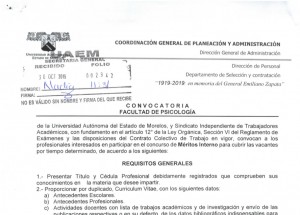 Facultad de Psicología: Concurso Méritos Interno Noviembre 2019