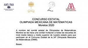 Concurso Estatal Olimpiada Mexicana de Matemáticas Morelos 2020