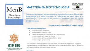Maestría en Biotecnología - Ingreso Septiembre 2020