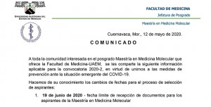 Comunicado Maestría en Medicina Molecular