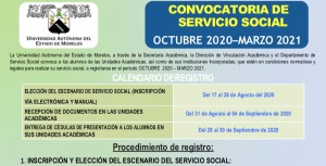 Convocatoria de Servicio Social Octubre 2020 - Marzo 2021