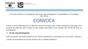 Convocatoria del Comité de Ética en Investigación del CITPsi