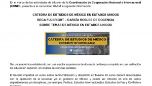Cátedra de Estudios de México en Estados Unidos, Beca Fulbright - García Robles de Docencia sobre temas de México en Estados Unidos