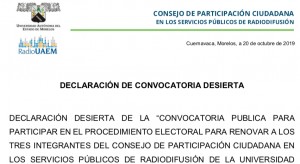Declaración de convocatoria desierta