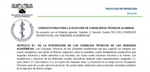 Convocatoria Para La Elección De Consejeros Técnicos Alumnos – Facultad de Medicina 2021