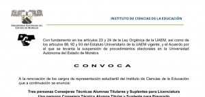 Tres personas Consejeras Técnicas Alumnas Titulares y Suplentes para Licenciatura Una persona Consejera Técnica Alumna Titular y Suplente para Posgrado - ICE 2021