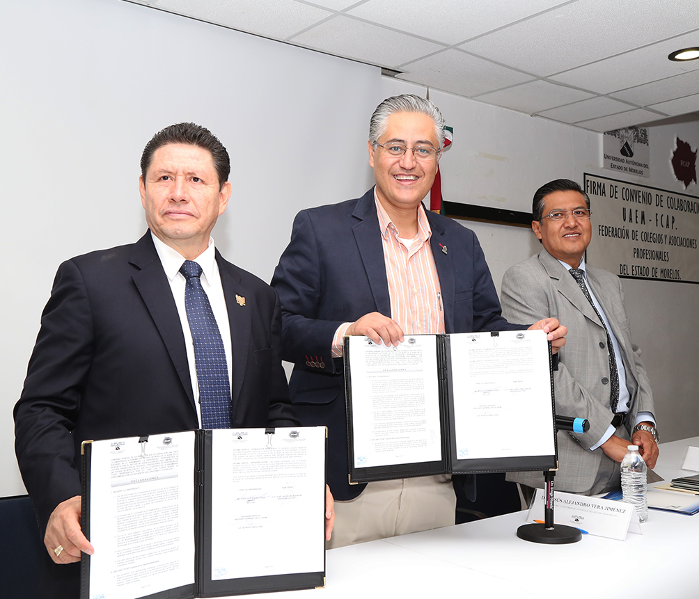 Firman UAEM y la Federación de Colegios y Asociaciones de Profesionales de Morelos convenio de colaboración