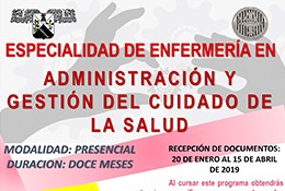Especialidad de Enfermería en Administración y Gestión del cuidado de la Salud