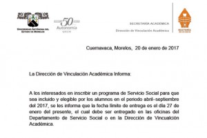 Cierre de entrega de solicitudes de programas de servicio social