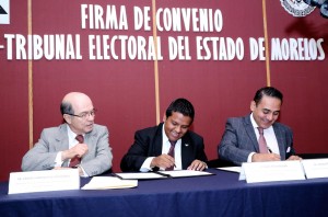 Firman FEUM y el Tribunal Electoral del Estado de Morelos convenio de colaboración